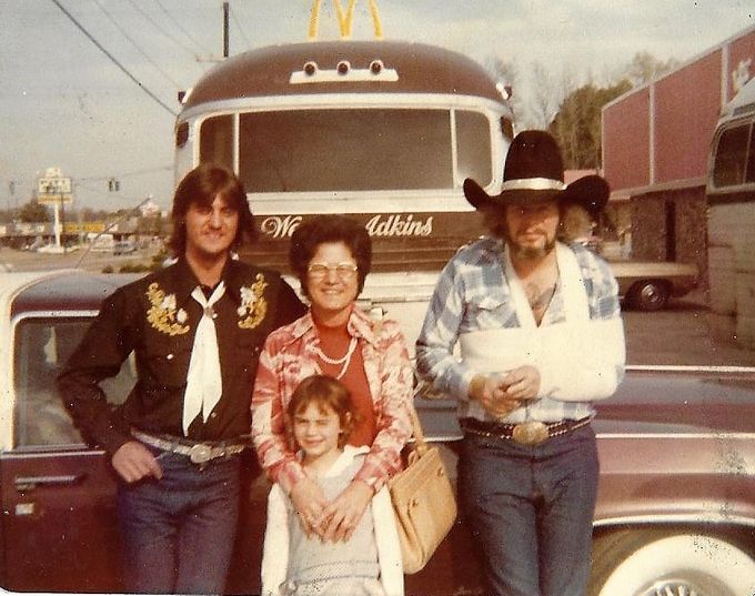 Left to right--Phil Wilkinson, his mother Margaret, niece Kristin Davidson and David Allen Coe. Phil put together an original act called One Step Beyond which was actually a rock band but they converted to lean towards country as he was very versatile  and opened for David Allen Coe. Wendell Adkins and his band also performed. 1983