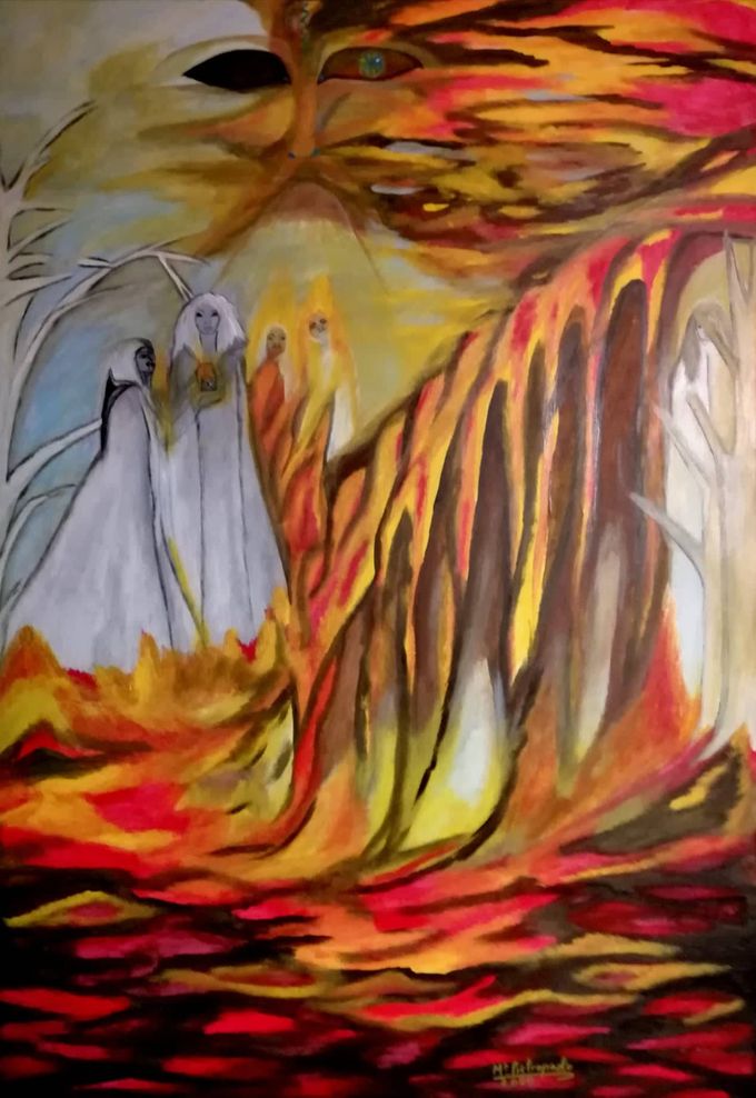 El Fuego De Odín/In English-Odin's Fire-©2021—Maria Del Mar Pietropaolo Mateo       Fine Art-Oil and Acrylic